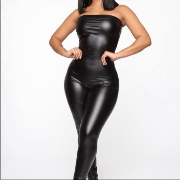 Strapless Leather Jumpsuit 🆕 - Picture 2 of 5